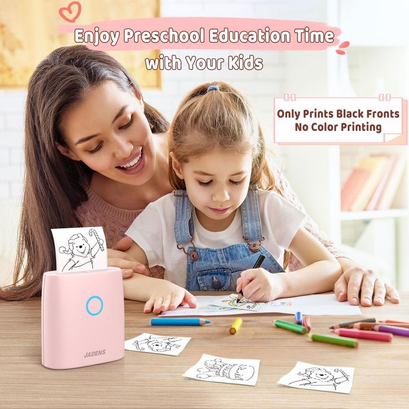 JADENS Mini Sticker Printer-2 Inch Bluetooth Thermal Pocket Printer,Inkless Portable