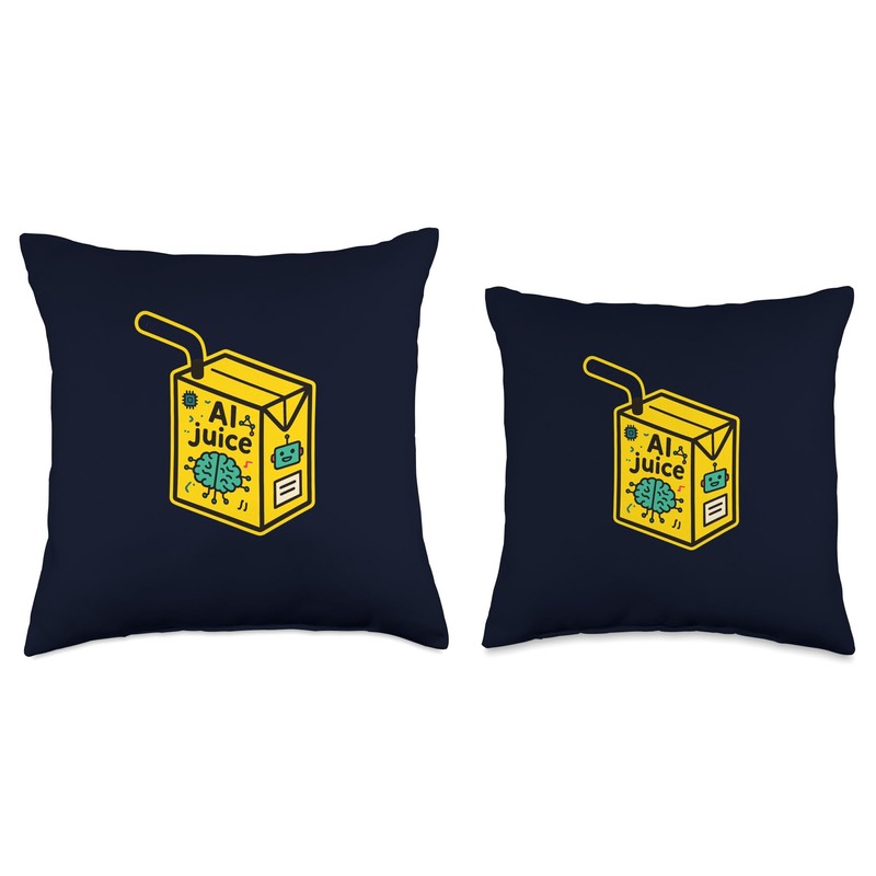 Funny AI Juice Artificial Intelligence Robot Tech Humor Throw Pillow