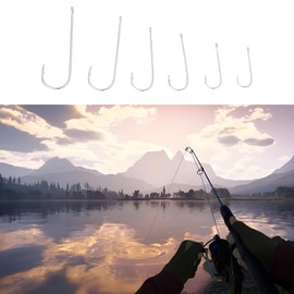 EMSea 90pcs #1-#3/0 High Carbon Steel Long Shank Hooks for Pike Cod Bass Pollock Conger Top Sea Fishing Hooks with Circle Silver