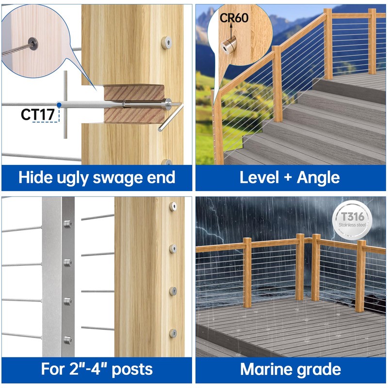 [Patent] Muzata 20 Pack 3/16" Invisible Cable Railing Kit Hardware