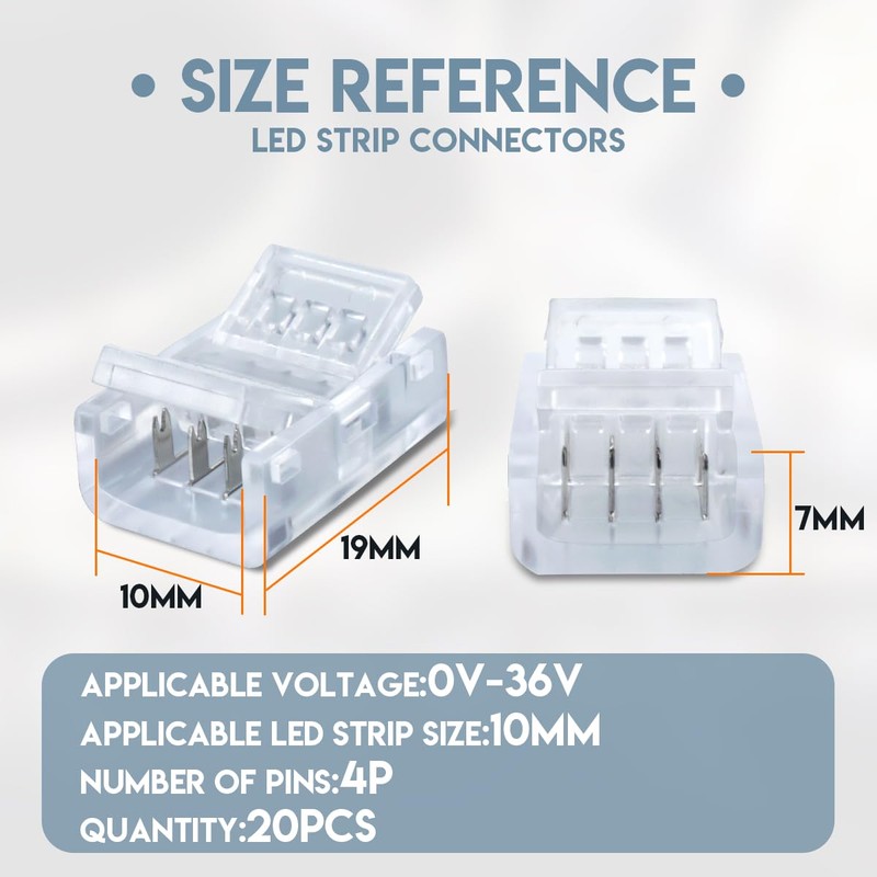 Innfeeltech 20 Pcs Strip Connector or 10MM 4 Pin LED
