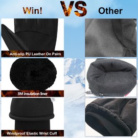 Winter Gloves, Waterproof Warm Touchscreen Gloves for Men and Women, Ski Gloves, Cycling Gloves for Riding, Running, Motorcycle, Hiking, Cycling