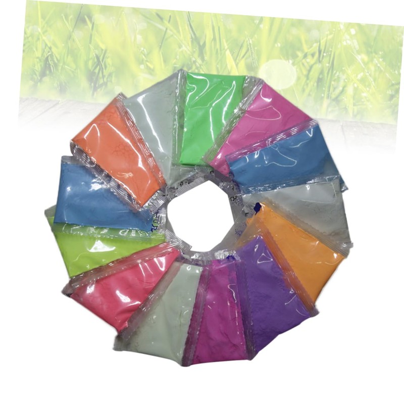 IWOWHERO 12pcs Non Radiative Luminous Nail Art Powder Fluorescent Glitter