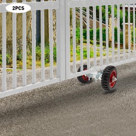 2 Pack Rolling Gate Heavy-Duty Rubber Wheel Carrier, Double-U Bolts Gate Rollers for Driveway Chain Link Fence Metal Tube Gates and Rolling Sliding Gates, 6 in