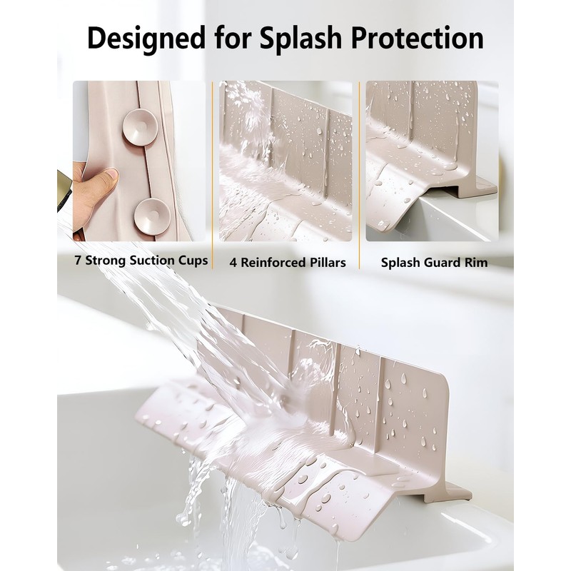 23 Inch Silicone Sink Splash Guard - Kitchen Sink Water