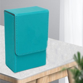 Tarot Storage Box, Portable Playing Card Box, PU Leather Tarot Card Holder Storage Case Tin con Sun Moon Design para Fortune Telling Cards (Azul verde)