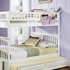 IGNPION Canvas Bedside Hanging Storage Bed Pockets Baskets-Adjustable Hanging Tape Dormitory Bed Organiser Caddy Mulit-purpose Hanging Storage Bag for Home Office School Dorm Hospital, Purple