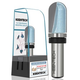 KEENTECH Router Bits, Core Box Bit with Bearing on Shank for Edge Forming, Industrial Grade Long Blade Round Nose Bits for Woodwork (1/2 Inch Shank x 1-1/4 Inch Depth - R3/8 Inch Radius, KT050734114B)