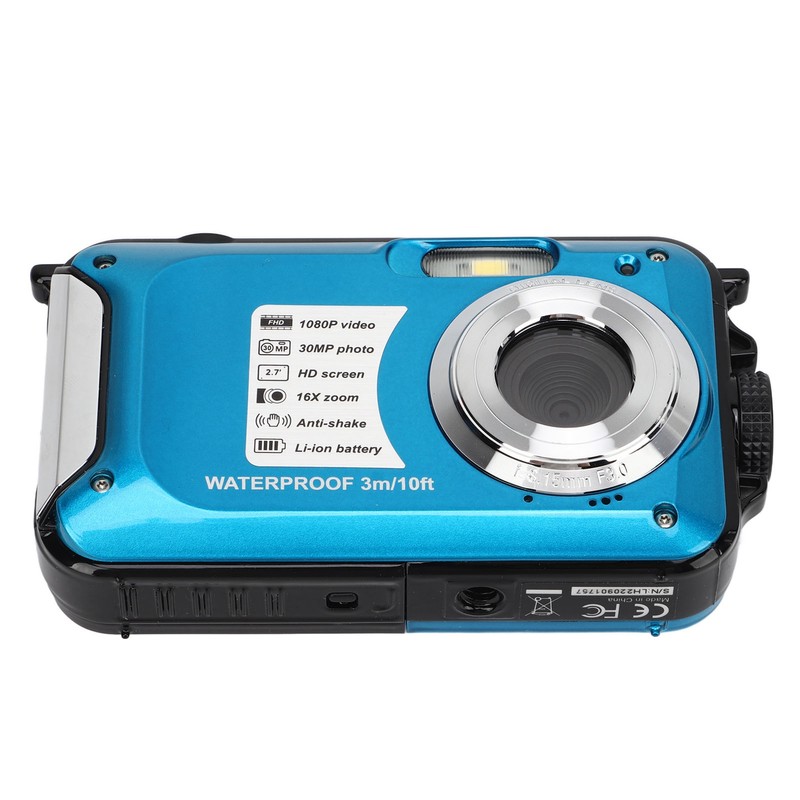 Waterproof Digital Camera 1080P 30MP 16X 10FT Underwater Camera for