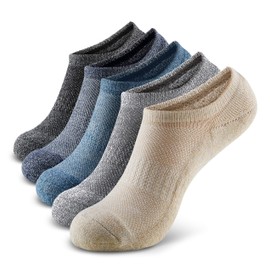 MONFOOT Women's and Men's 5 Pairs Cushion No Show Non slip Socks Multicolor Large, multipack