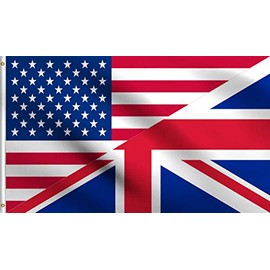 DMSE USA United States America American UK United Kingdom British Union Jack Friendship Flag 3X5 Ft Foot 100% Polyester 100D Flag UV Resistant (3'X5' Ft Foot)