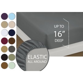 Cathay Luxury Silky Soft Polyester Single Fitted Sheet, Queen Size, Cream