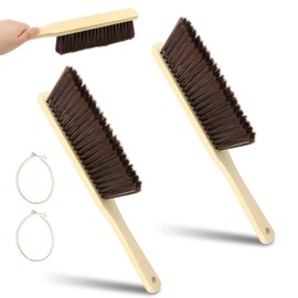 2 Pcs Wooden Dust Brush,Hand Broom with Lanyard Bench Brush with Long Wood Handle Outdoor Furniture Brush for Cleaning Car Bed Sofa Fireplace Couch and Clothes(Size:2 pcs)