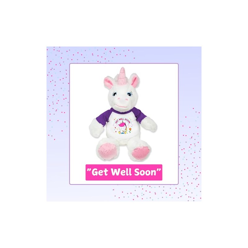 Flutter Hut Get Well Soon Unicorn Plush Pink Sparkles Message