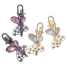 Ipetboom 4pcs Rhinestone Hair Clips: Retro Butterfly Hair Clips With Sparkly Rhinestones For Women - Small Barrettes For Special Occasions & Everyday Use