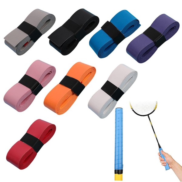 Pack of 8 Grip Tape for Tennis Rackets, 8 Colours,