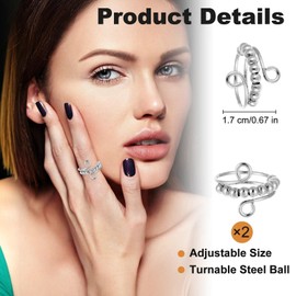Skills Borderline, 2 Anxiety Ring, Silver, 10 Acupressure Ring, 2 Acupressure Bracelets, Two Piece Hedgehog Ball, Used to Relieve Anxiety, Works on Fingers, Palms, Feet
