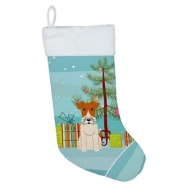 Caroline's Treasures BB4226CS Merry Christmas Tree Wire Fox Terrier Stocking,Multicolor,Large