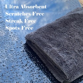 FASTAGEI 1 PC Car Drying Towel Detailing Streak/Spot/Scratch Free, Premium Ultra Absorbent Microfiber, Twisted-Loop Microfiber Towels for Cars, Microfiber Cleaning Cloth Towel Kit 24" x 36"