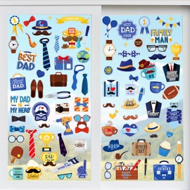 HOWAF 80+Pcs Father’s Day Window Clings Fathers Day Decoration Window Stickers Best Dad Ever Window Cling for Dad’s Day Party Supplies Dad’s Birthday Window Decals Family Window Favor