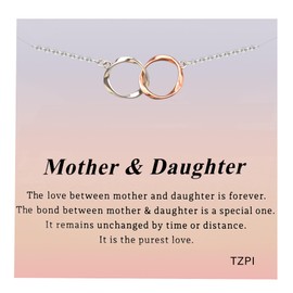 TZPI Mother Daughter Necklace S925 Sterling Silver Daughter Necklace as Mother's Day Gifts from Daughter,2 Circle Infinity Mom Necklace as Birthday Gifts for Mom from Daughter from