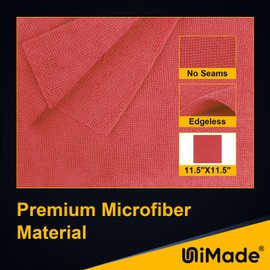 UNIMADE Shop Towels Rags, 150 Pack Reusable Shop Rags Bulk Microfiber Cleaning Cloth Lint Free Cleaning Towels for Car Kitchen Automotive Bar Mechanic Restaurant Garage, 11.5"x 11.5", Red