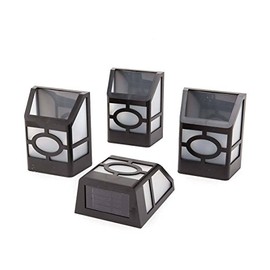 Plow & Hearth Set of 4 Mission Style Solar Powered Outdoor LED Deck Accent Lights 3.5 L X 2 W X 4.5 H Black