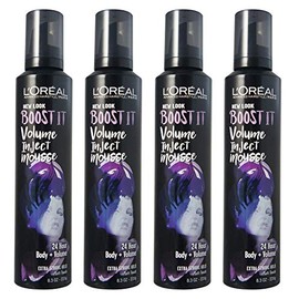 L'Oreal Advanced Hairstyle/Paris - Boost It Volume Inject Mousse - Extra Strong Hold - Net Wt. 8.3 OZ (235 g) Per Can - Pack of 4 Cans