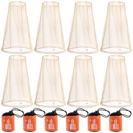 Wholelovein 8 Pack Khaki Mosquito Covers Wearable Head Net Face Mesh Protecting Net Mosquito Fly Insects Bugs Preventing for Outdoor Hiking Camping