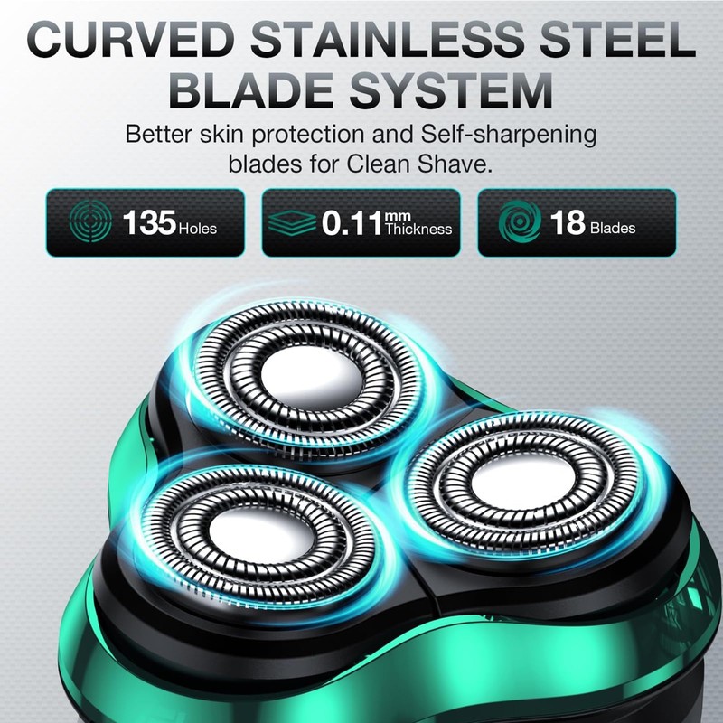 Electric Razor for Men, Rechargeable Shaver with Charging Stand, Cordless