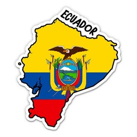Squiddy Ecuador Map with Flag - Vinyl Sticker for Car, Laptop, Notebook - 5"