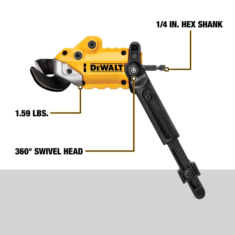 DEWALT Metal Shear/Cutter Drill Attachment, Impact Ready, 360 Degree Pivoting