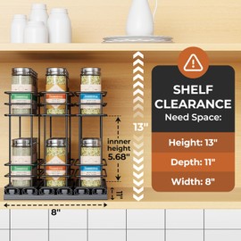 Mystozer Pull Out Spice Rack Organizer for Cabinet, Slide Out Spice Racks, Easy to Install Spice Cabinet Organizers, 7.4" Wx10.43 Dx8.26 H, 3 Drawers 2 Tiers(Black)