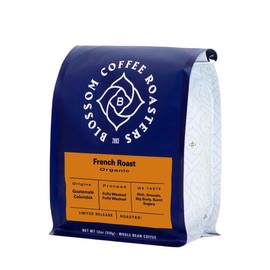 French Roast - Organic Blend - Roasted by Blossom Coffee Roasters - Whole Bean Coffee - 12 Ounce Bag