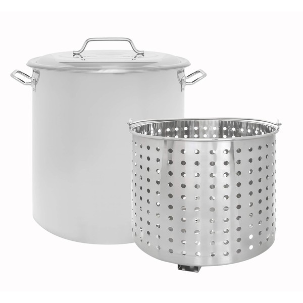 CONCORD Stainless Steel Stock Pot w/Steamer Basket. Cookware great for boiling and steaming (40 Quart)
