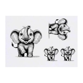 Azeeda 4 x 'Glückliches Elefantenbaby' Temporäre Tattoos - Wasserfest, Hautfreundlich & Ungiftig · Transfers in Verschiedenen Größen (TO00081338)