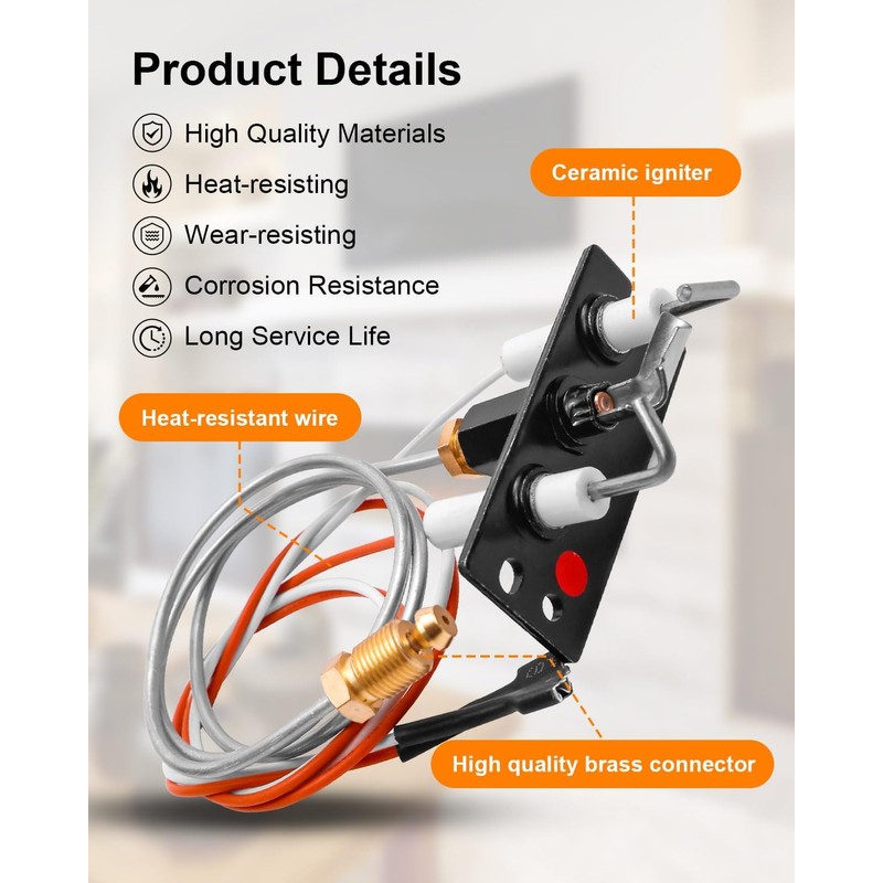 JUFZQO 2090-013 IPI Pilot Assembly Fit for Heatilator Heat-N-Glo Quadra-Fire