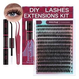 Mayhug Eyelash Extensions Set, 40D Lash Extension Set, 9-16 mm Cluster Lashes, 280 Pieces, D Curl, Individual Eyelashes, Natural DIY Lash Extension Set for Beginners (40D-9-16 Mix Kit)