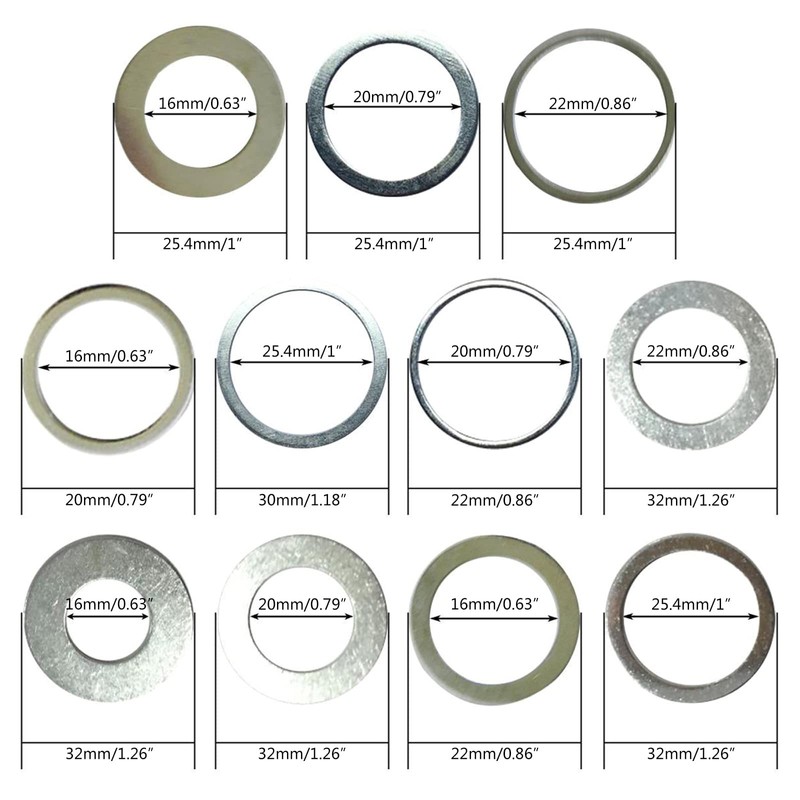 11Pcs Circular Reduction Rings High Speed Steel Cutting Disc 20/22/25.4/30/32mm