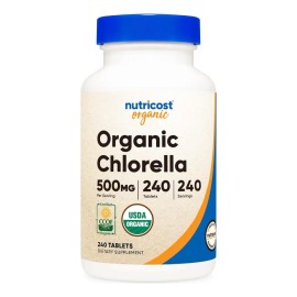 Clorella Orgánica 500mg Detox Salud Digestiva 240 Americano Sabor Sin Sabor