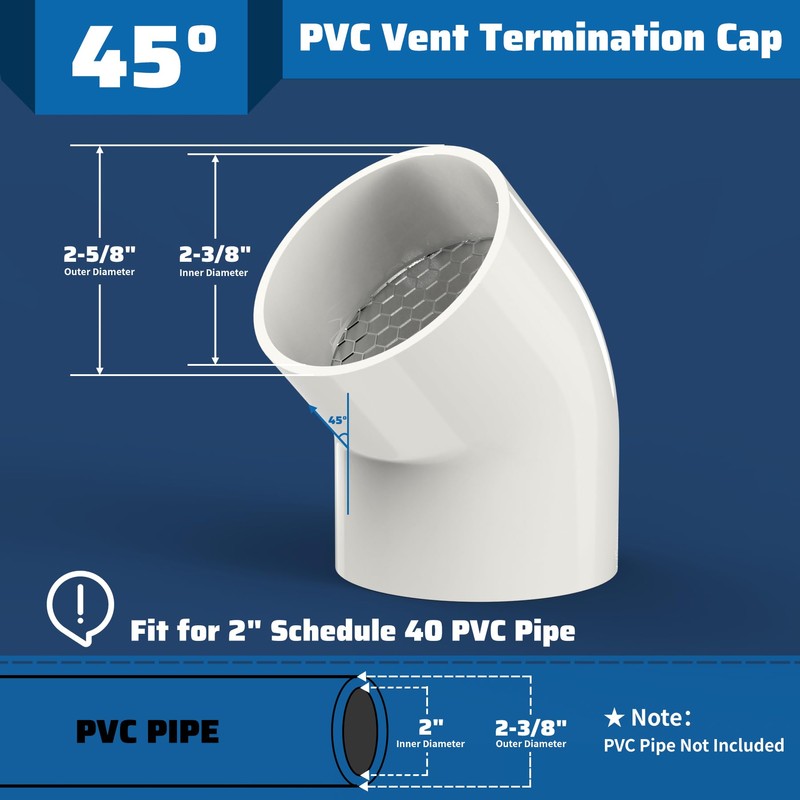 Pearwow PVC Vent Termination Cap, 1 Pcs Roof Vent Cap