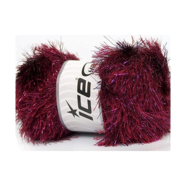 Large 100 Gram Skein Burgundy Pink Eyelash Dazzle Metallic Eyelash