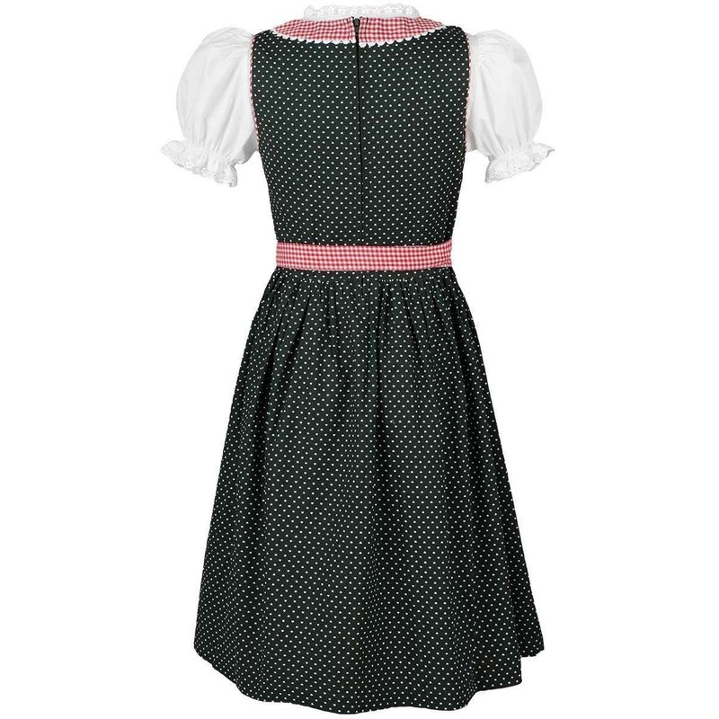 Isar-Trachten Girls' Dirndl Green with Blouse, Green, 80, Green