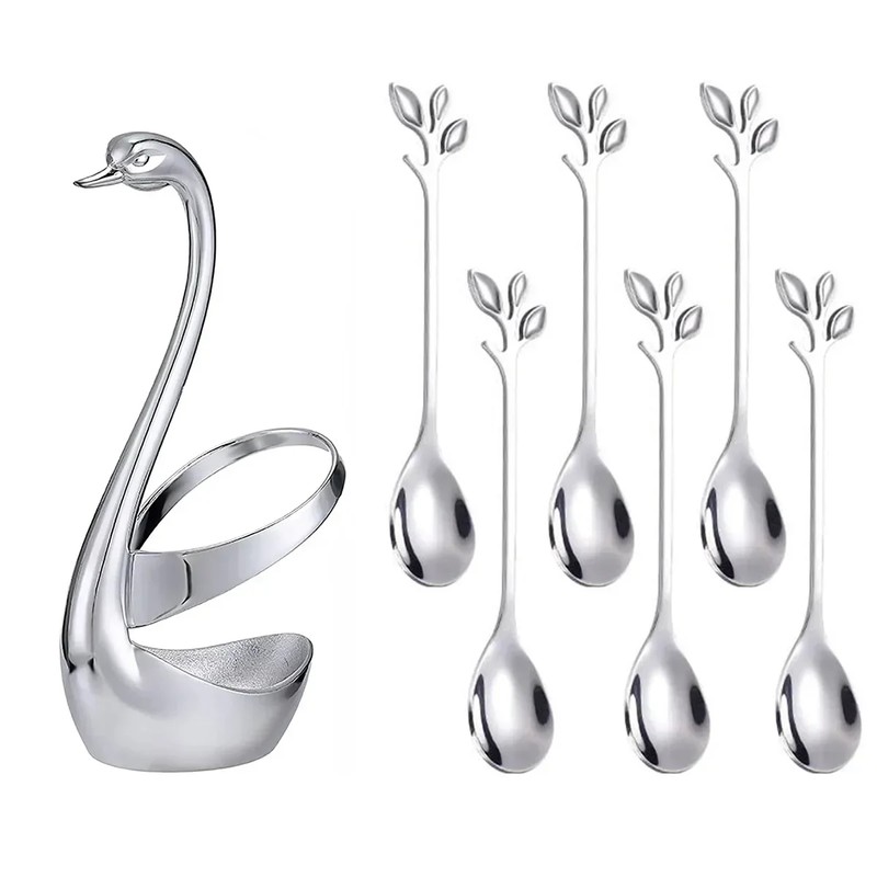 Elegant Swan Spoon and Fork Holder, Decorative Metal Cutlery Organizer
