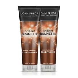 John Frieda Brilliant Brunette, Color Boosting Conditioner, Enhances and Protects Multi-Dimensional Tones, With Sweet Almond Oil to Rehydrate and Replenish Dry Hair, 8.45 Oz, Pack of 2