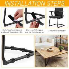 Yuanchu 24 Pcs Wrap-Around Felt Furniture Pads with Hook and Loop Fasteners Non-Slip Chair Bottom Floor Protectors Bar Stool Leg Glides Protector Patio Furniture Feet Wrap