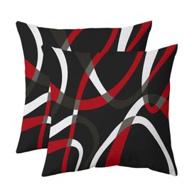 weesire Black and Red Throw Pillow Covers Set of 2 Modern Stripe Cushion Covers for Living Room Sofa Accent Home Decor Abstract Art Decorative Pillowcases Outdoor Pillows Covers 20"x20"