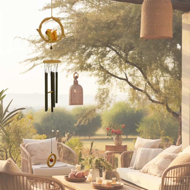 Fariita Resin Squirrel Wind Chimes for Outside 33 Inch Hanging