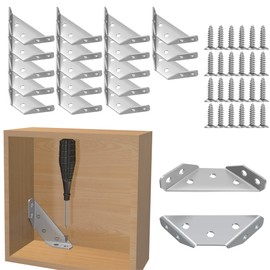 inBovoga 18 Pcs Stainless Steel Corner Brackets for Wood, Cabinet Bracket Angle Brackets for Wood Furniture Corner Connectors L Bracket Furniture Anchor