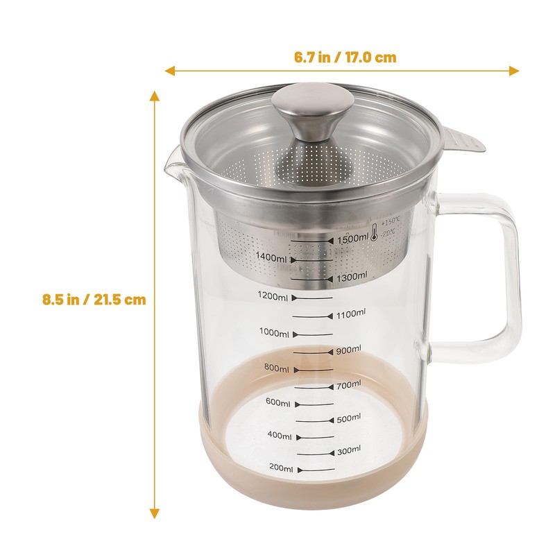 Kichvoe Glass Pitcher: Food Strainer Soy Milk Filter Teapot With